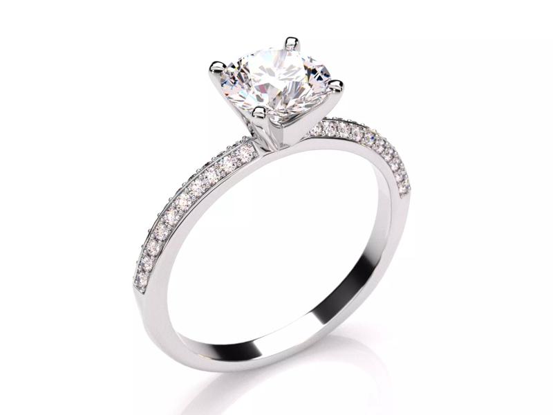 Round Cut Twist Diamond Pave Engagement Ring Platinum