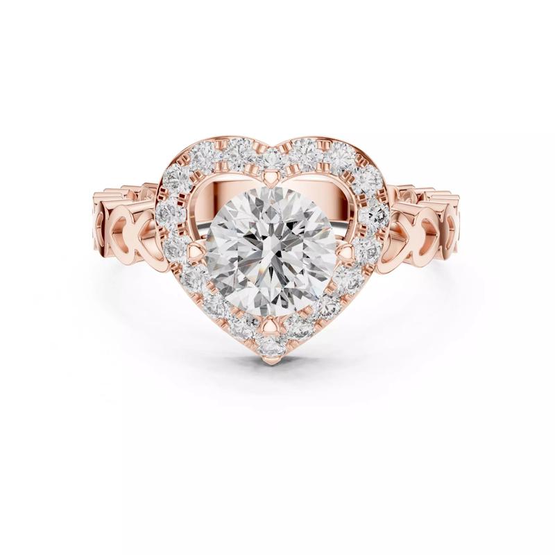 Round Diamond Heart Shape Engagement Wedding Ring 3DM STL Video