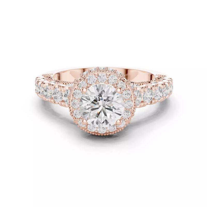 Round Diamond Hidden Halo Engagement Ring 3DM STL Video