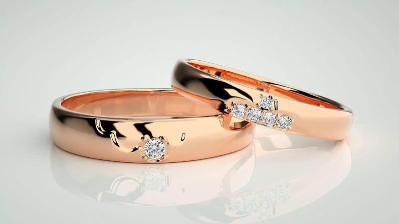 Solitaire Couple Band Ring 3dm stl render detail