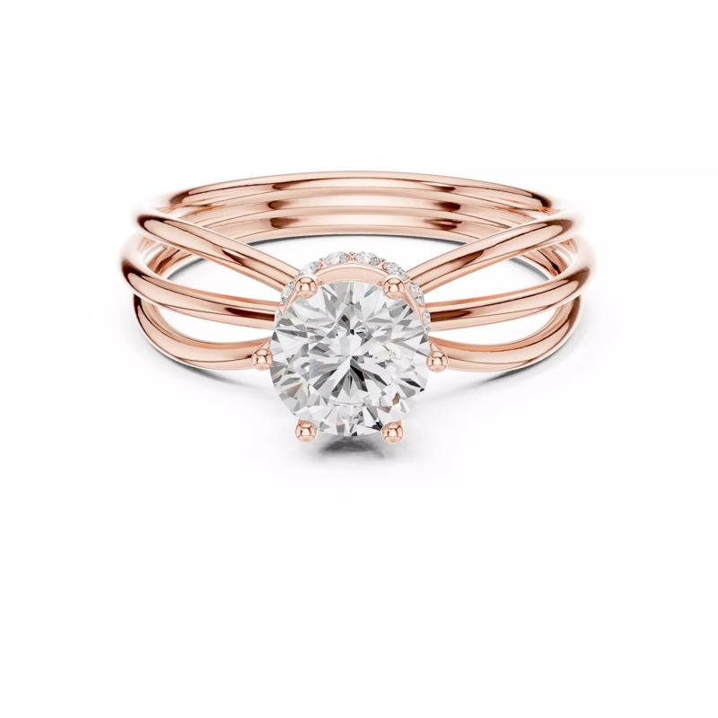 Round Hidden Halo Diamond Engagement Ring ALL SIZES STL Video