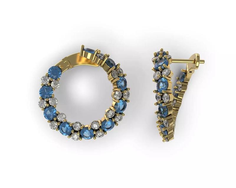 Colour Gemstone Round Hoop Earrings