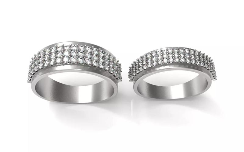 Elegant Couple Ring with Sparkling Gems