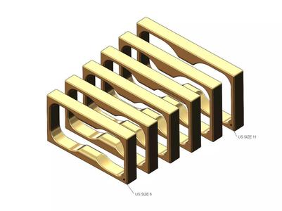 Double finger flat section square ring