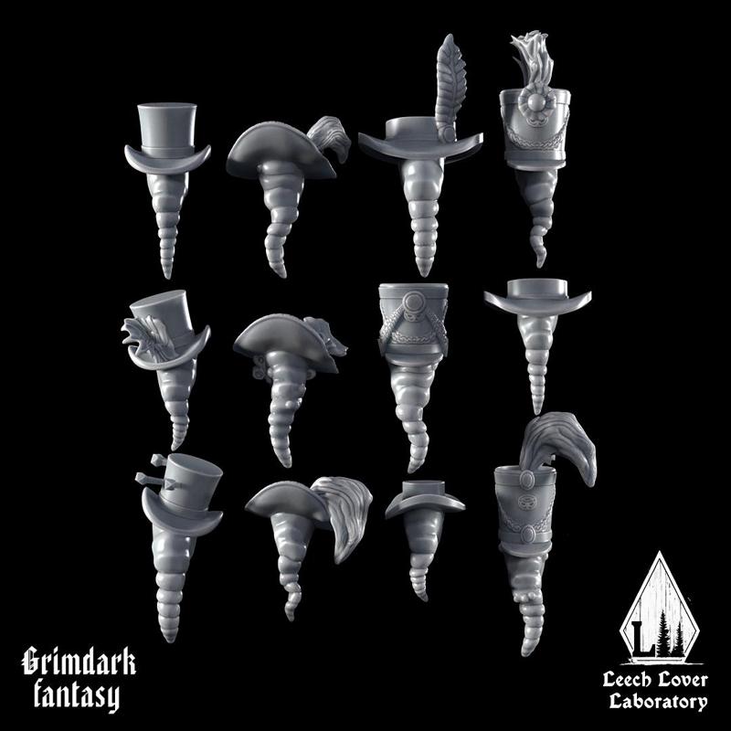 Leech swill heads for miniature-agnostic grimdark wargames