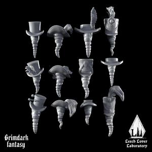 Leech swill heads for miniature-agnostic grimdark wargames