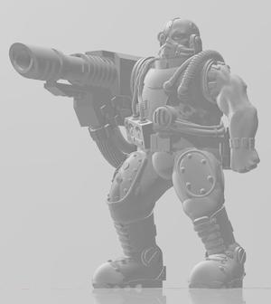 scifi 28mm scale British Imperial army Gigantus Cyborg servile, armed with Lascannon