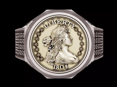 Draped Bust Dollar American coin printable Ring
