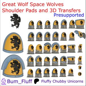 Great Wolf Space Wolves Shoulder Pads and 3D Transfers