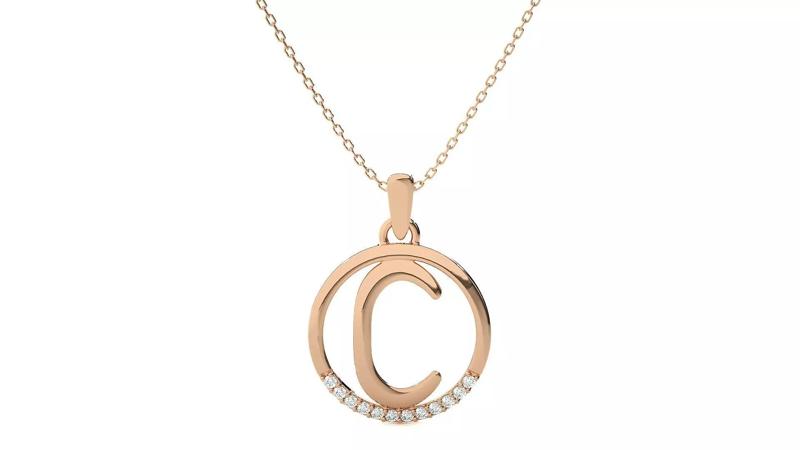 Letter Alphabet-C pendant 3dm render detail