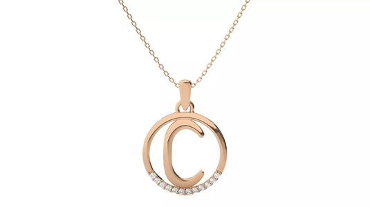 Letter Alphabet-C pendant 3dm render detail