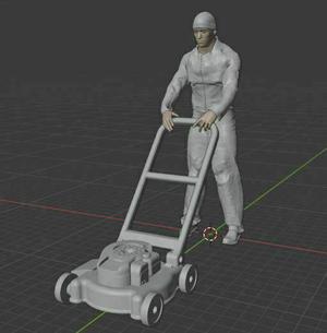 H4 Gardener with lawn mower