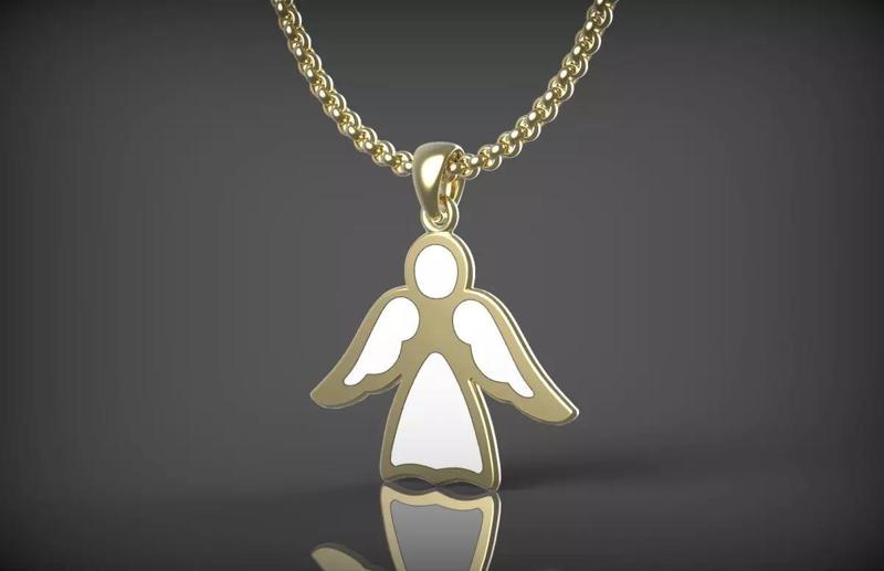 Pendant Angel with enamel