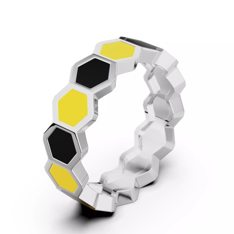enamel honeycomb ring
