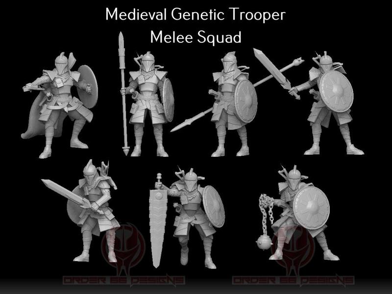 Medieval Genetic Trooper Melee Squad - Legion Scale