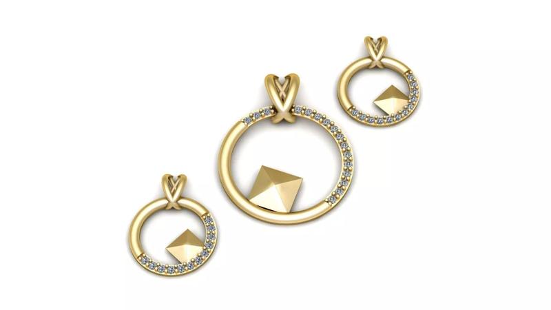 Women Fashion Circle diamond pendant 3d printable Model