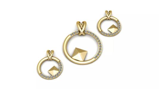 Women Fashion Circle diamond pendant 3d printable Model