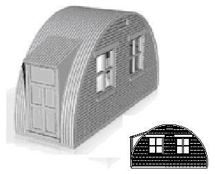 Nissen Hut module Brick end section end windows with left side door 1/76 scale