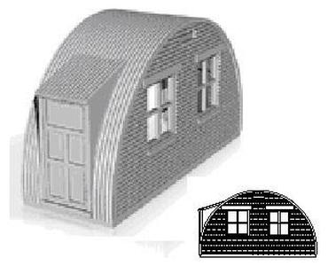 Nissen Hut module Brick end section end windows with left side door 1/76 scale