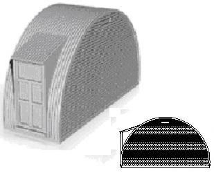 Nissen Hut module Brick end section no windows with door on left side 1/76 scale
