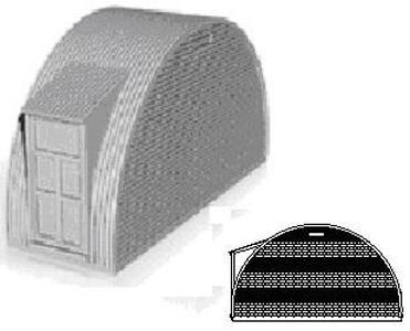 Nissen Hut module Brick end section no windows with door on left side 1/76 scale
