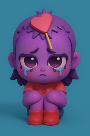 Figurine Chibi Fille Triste avec Sucette en Cœur – Modèle 3D à Imprimer