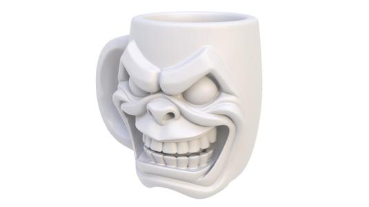 Mug laughs