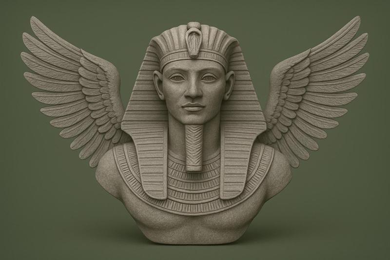 Pharaoh Bust with Angel Wings 3D STL Model