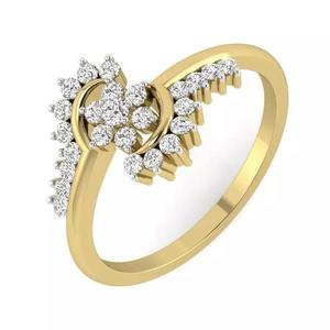 Light Weight Yellow Gold Diamond Ring  -PR-008 DIA