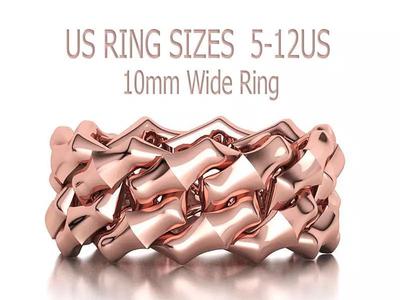 Knight Cuban Link Chain Ring  10mm Wide 5-12US