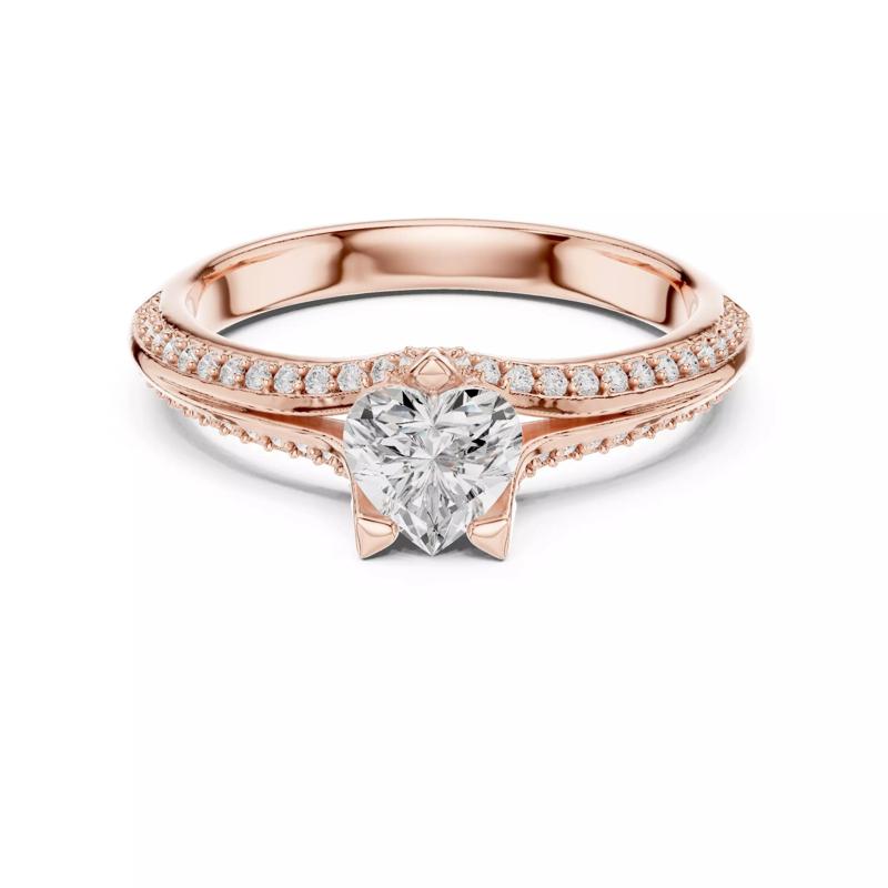 Knife Edge Shank Heart Cut Diamond Wedding Ring 3DM STL Video