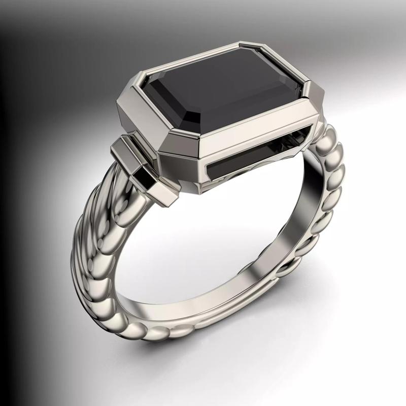 jewelry signet ring with gem shape emerald 2ct Printing file