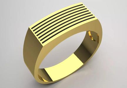 Man Gold stl Ring with Lines Design Model mr0244