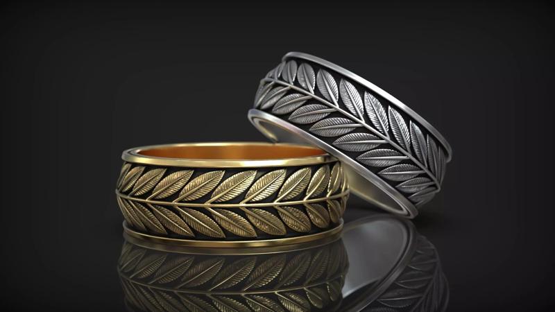 Leaf Floral Ornament Nature Leaves Wedding Band