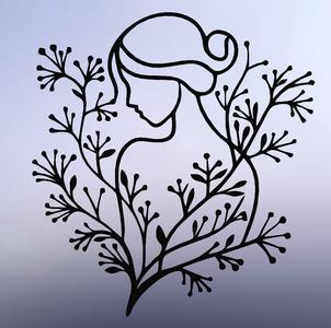 Woman Surrounded by Leaves Line Art – Perfect for 3D Printing