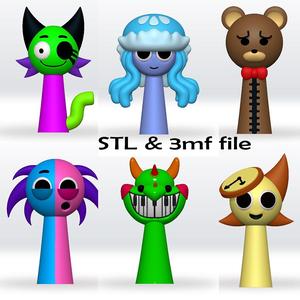 Sprunki Aurelia 3d Model Acid,Mer Bear,Pianosaurus,STL file, 3mf file Fanart