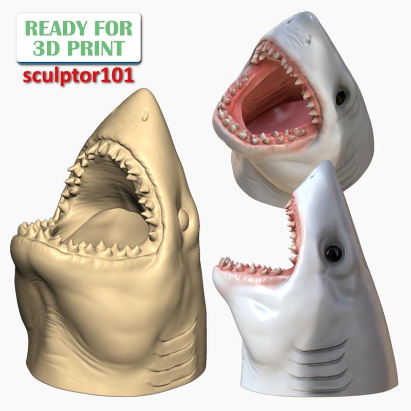 Great White Shark hollow pen holder 3D printable model