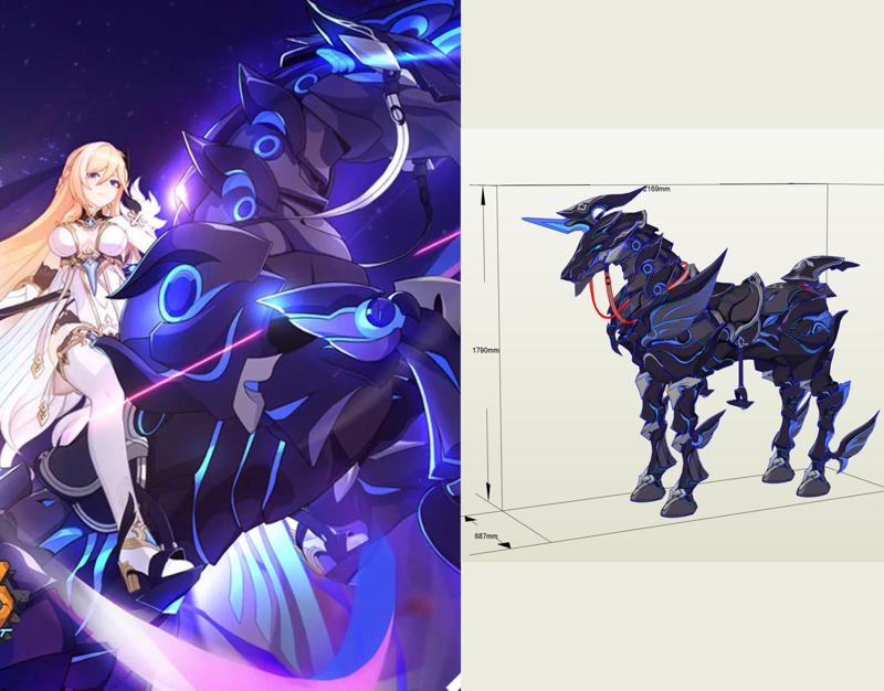 Honkai Impact 3rd - Durandal Horse - Cosplay Prop - EVA Foam Template - PDO + PDF Pepakura Pattern