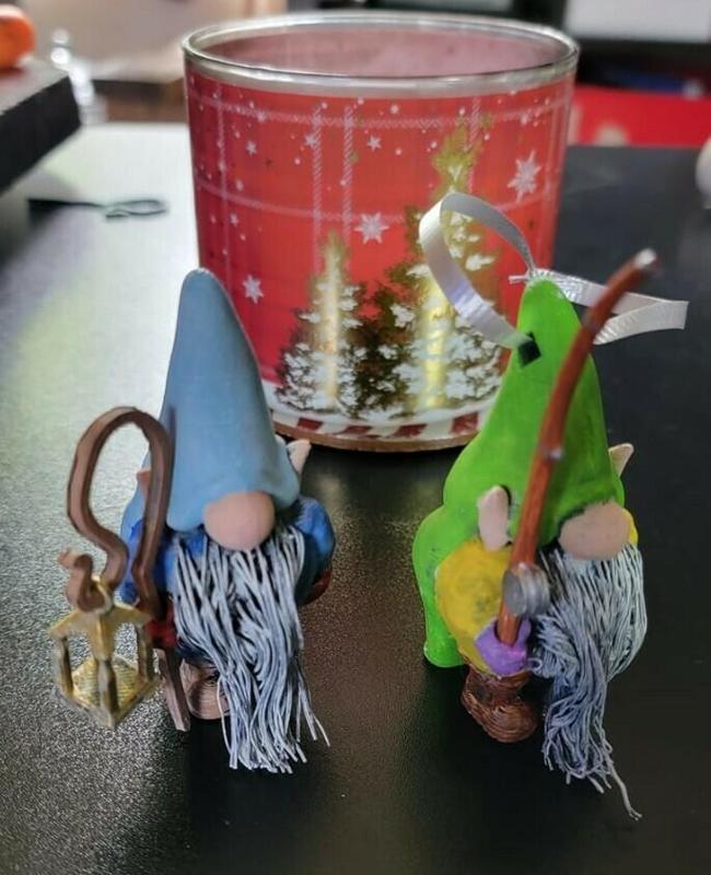 Gnome with custom beard now with fishing pole and ornament hole!