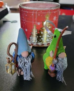 Gnome with custom beard now with fishing pole and ornament hole!