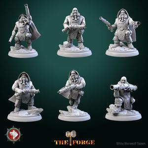 Dwarf Gunslingers set 6 miniatures 32mm pre-supported