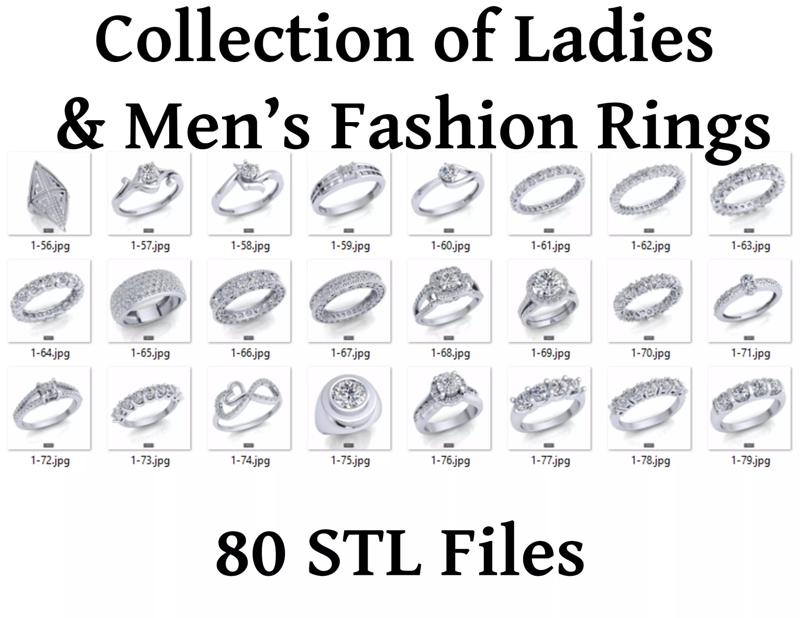 80 Various Modern Ladies and Mens Rings Jewelry Collection