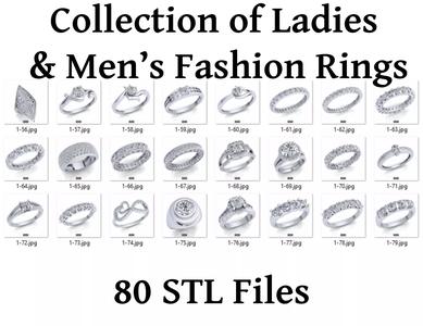 80 Various Modern Ladies and Mens Rings Jewelry Collection