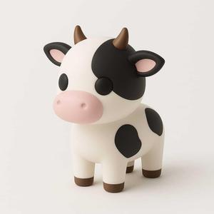 Cute Cartoon Cow Figure – 3D Printable Kawaii Farm Animal STL