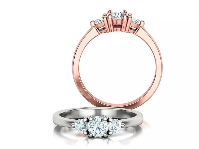 3 Stone Diamond ring printable 3dmodel Classic Ring SKU344