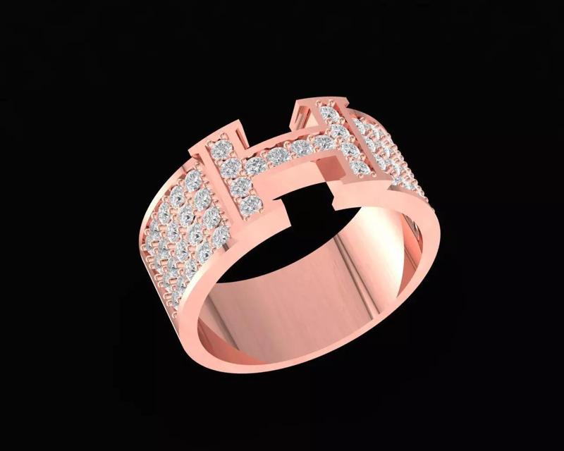 A35a Luxury Diamond H Letter Ring