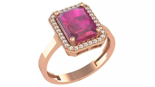 Halo Ruby Gemstone Ring 3dm stl render details