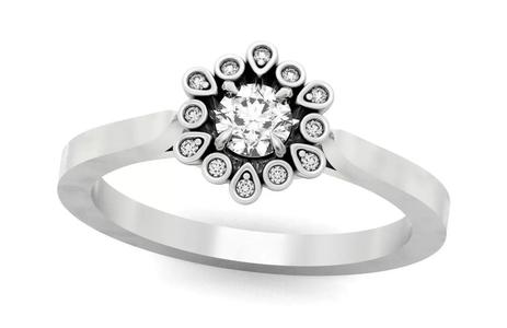 Round Halo Engagement ring sunflower 1229