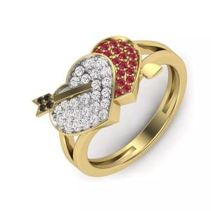 heart shape color dimond women ring 3dm render detail