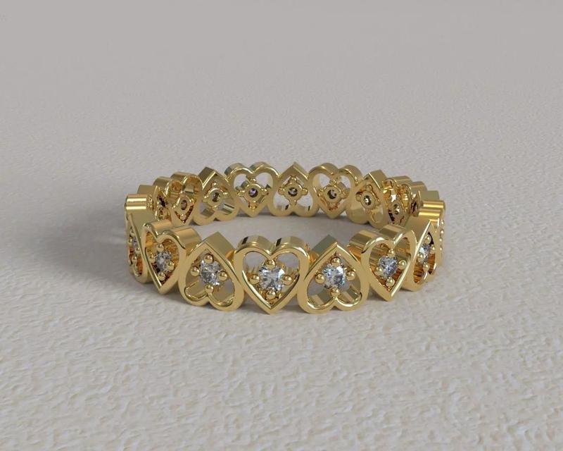 Heart-Inspired Diamond Eternity Band - 3D Model